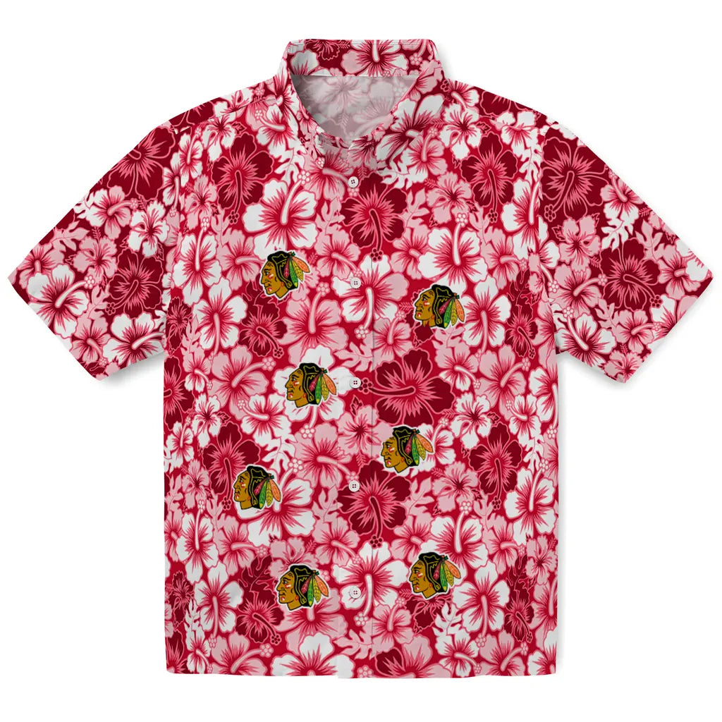 Chicago Blackhawks Hawaiian Shirt - Hibiscus Blooms | Hula Hawaiian Shirts