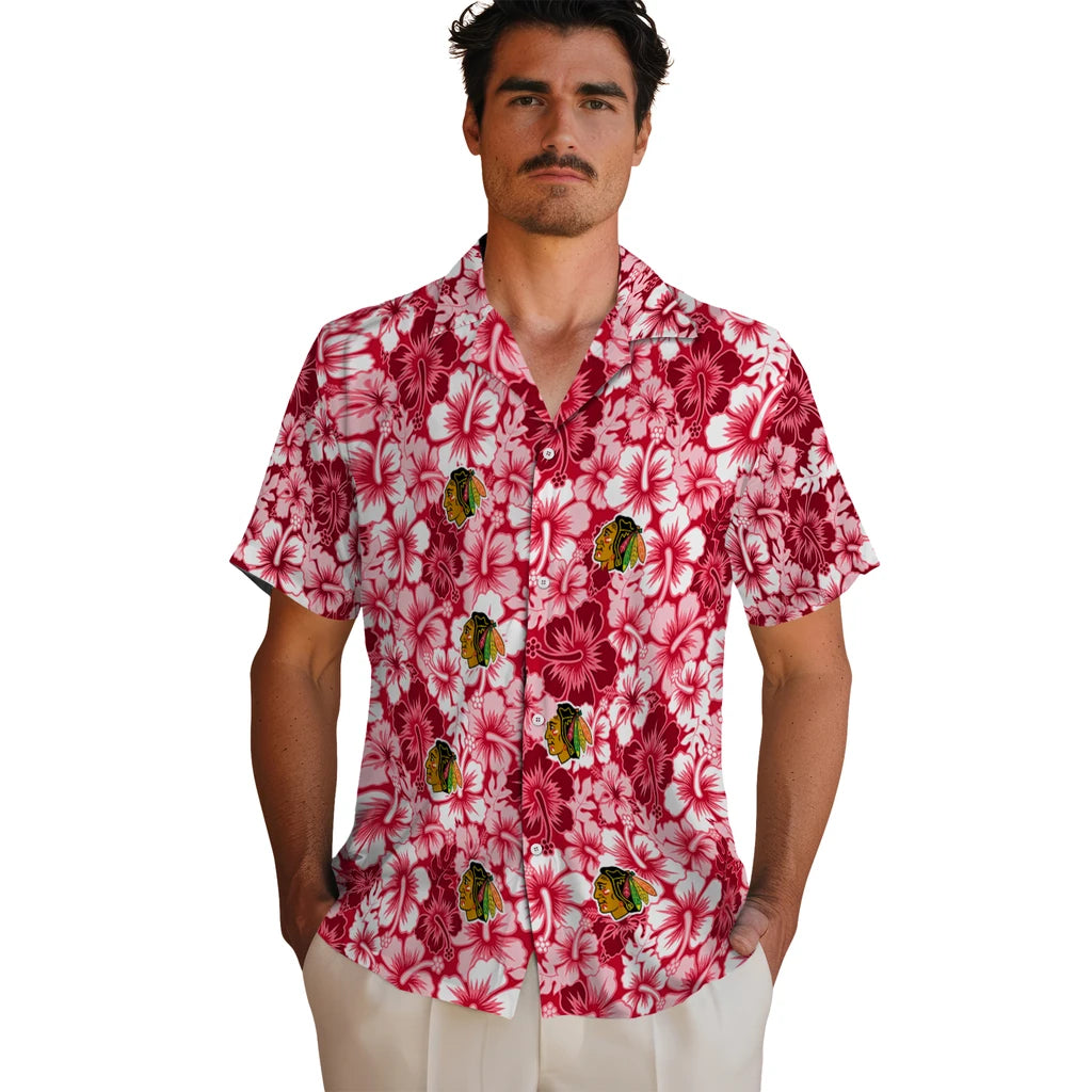 Chicago Blackhawks Hawaiian Shirt - Hibiscus Blooms | Hula Hawaiian Shirts