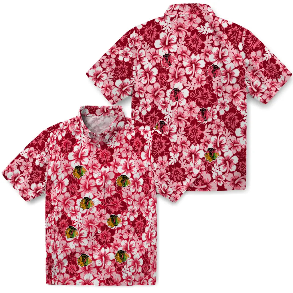 Chicago Blackhawks Hawaiian Shirt - Hibiscus Blooms | Hula Hawaiian Shirts
