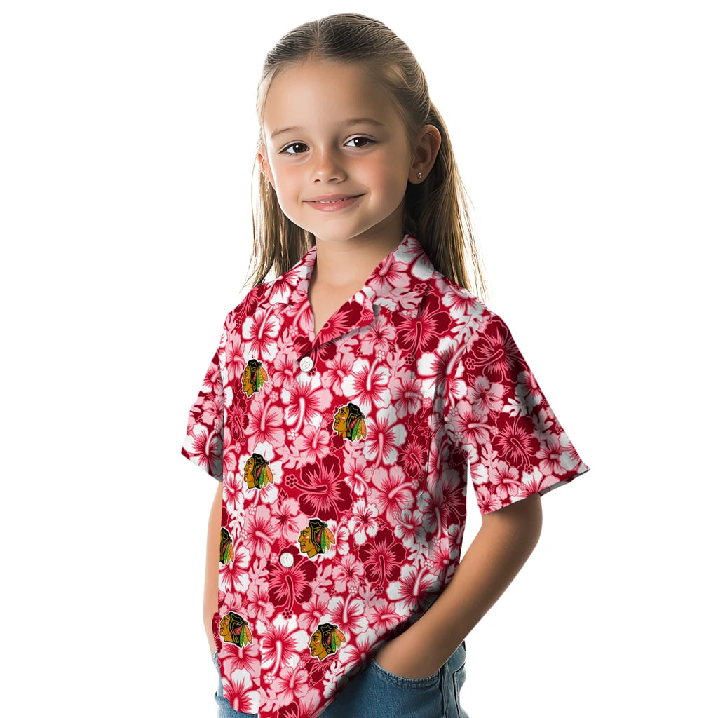 Chicago Blackhawks Hawaiian Shirt - Hibiscus Blooms | Hula Hawaiian Shirts