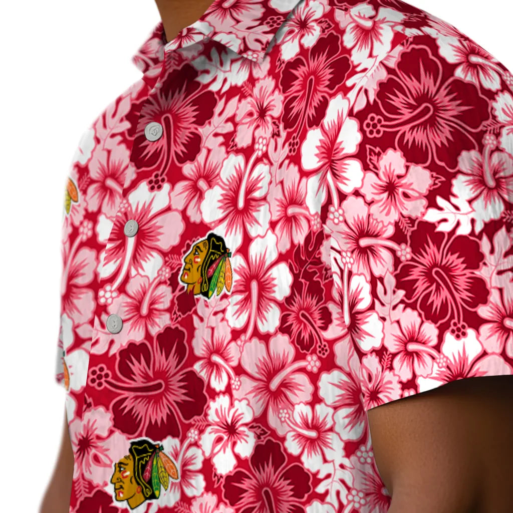 Chicago Blackhawks Hawaiian Shirt - Hibiscus Blooms | Hula Hawaiian Shirts