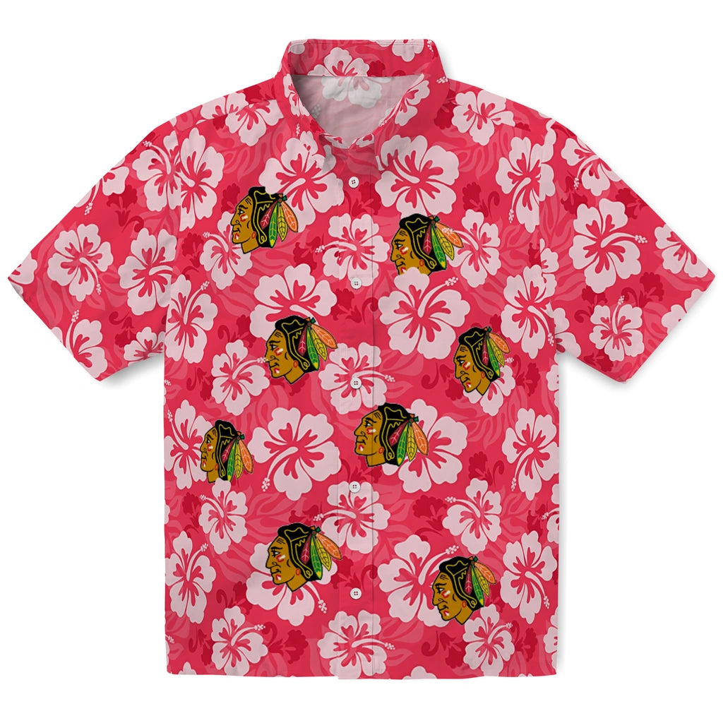 Chicago Blackhawks Hawaiian Shirt - Hibiscus Cluster | Hula Hawaiian Shirts