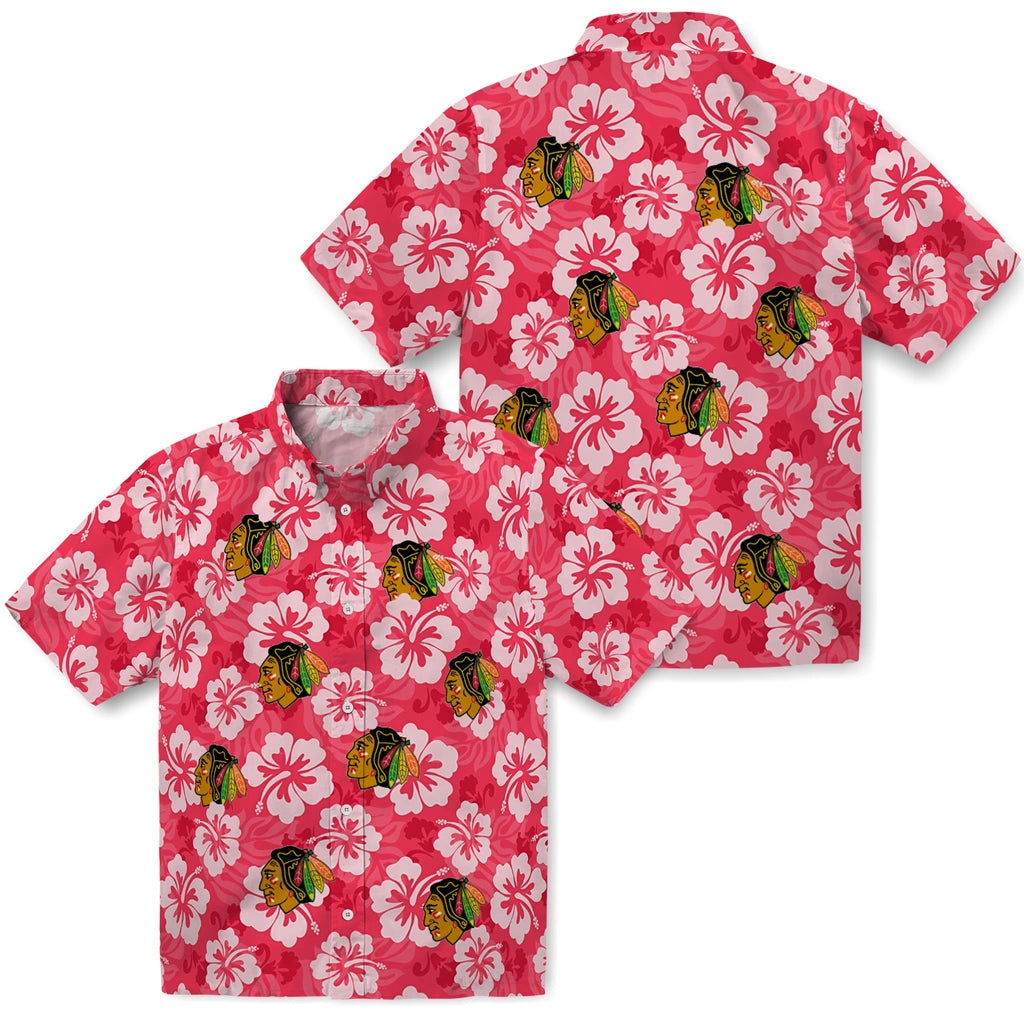 Chicago Blackhawks Hawaiian Shirt - Hibiscus Cluster | Hula Hawaiian Shirts