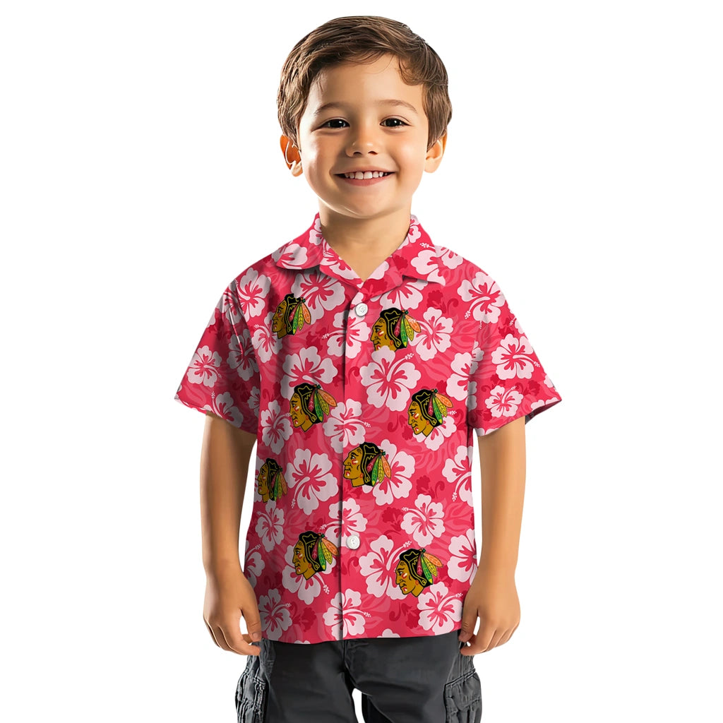 Chicago Blackhawks Hawaiian Shirt - Hibiscus Cluster | Hula Hawaiian Shirts