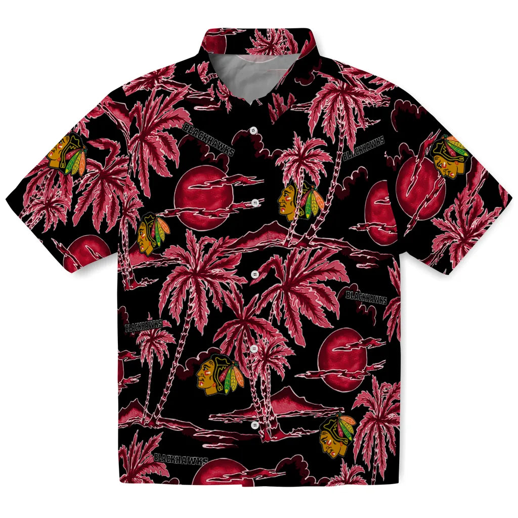 Chicago Blackhawks Hawaiian Shirt - Palm Sunset | Hula Hawaiian Shirts