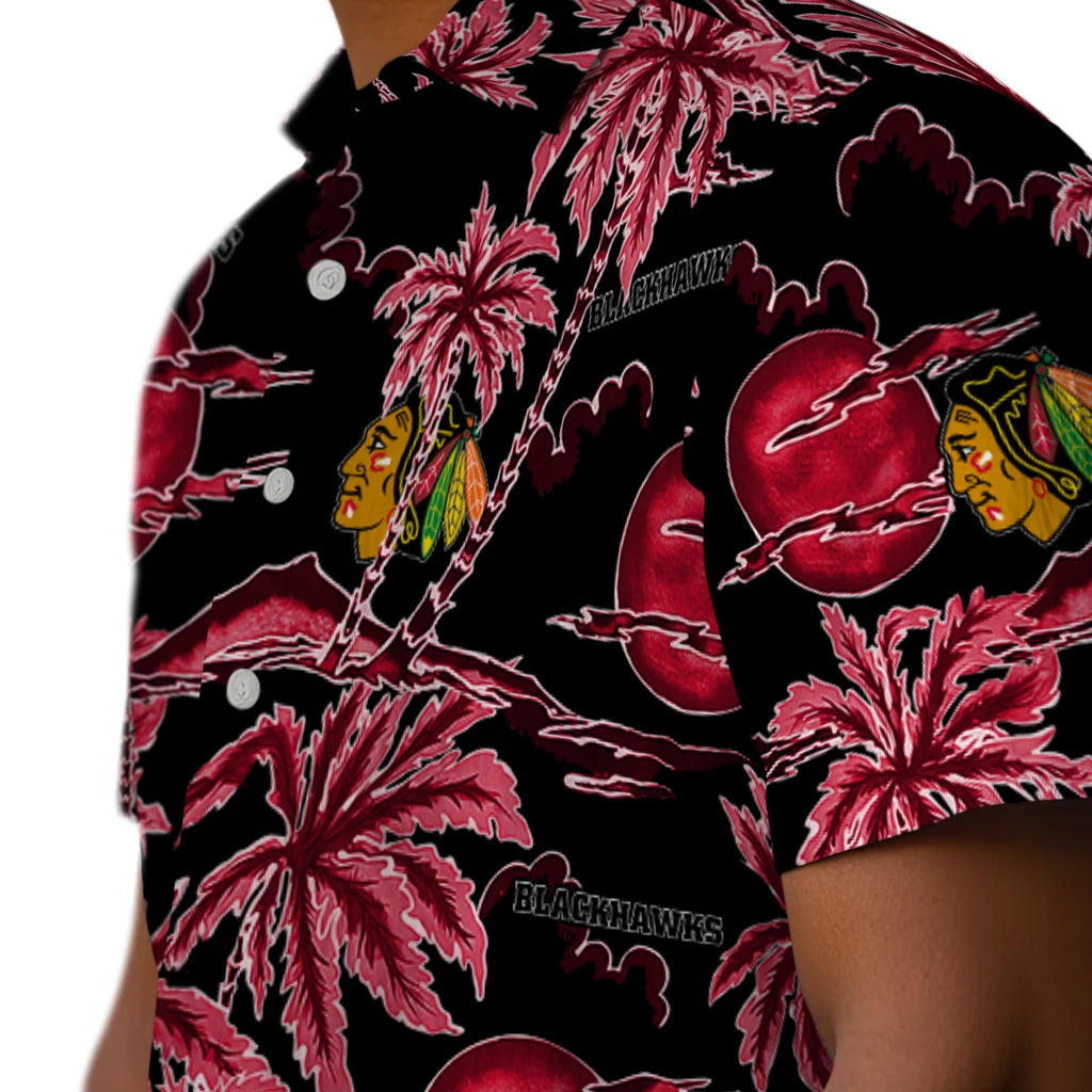 Chicago Blackhawks Hawaiian Shirt - Palm Sunset | Hula Hawaiian Shirts