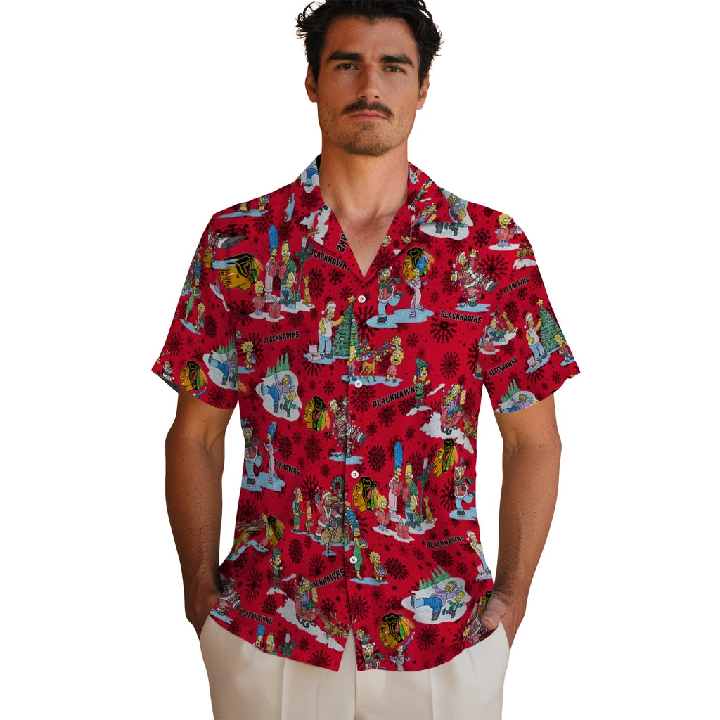 Chicago Blackhawks Hawaiian Shirt - Simpsons Christmas | Hula Hawaiian Shirts