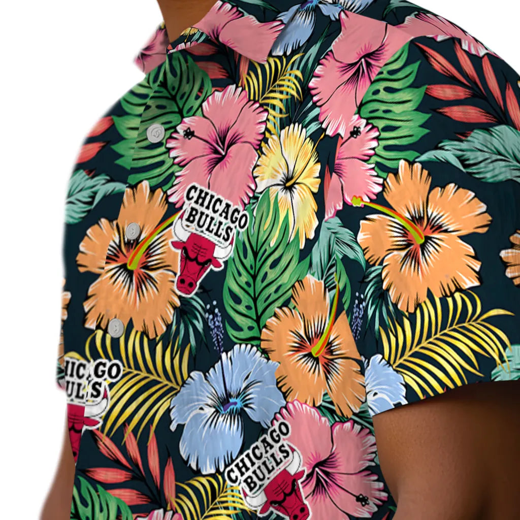 Chicago Bulls Hawaiian Shirt - Brilliant Hibiscus Garden | Hula Hawaiian Shirts