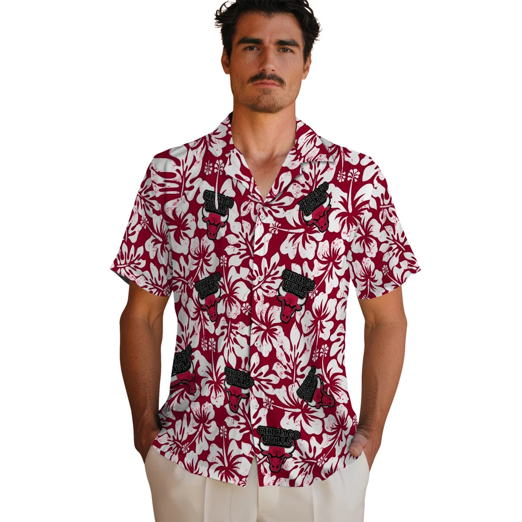 Chicago Bulls Hawaiian Shirt - Hibiscus Motif | Hula Hawaiian Shirts