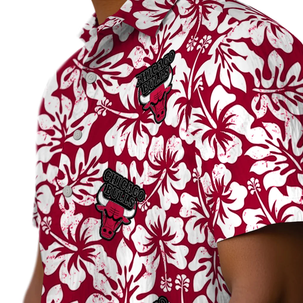 Chicago Bulls Hawaiian Shirt - Hibiscus Motif | Hula Hawaiian Shirts