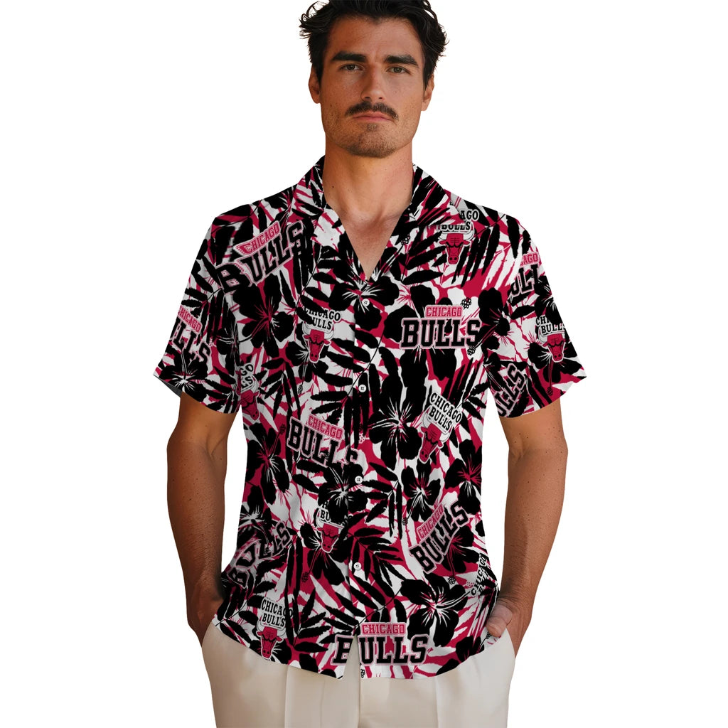 Chicago Bulls Hawaiian Shirt - Hibiscus Overlay | Hula Hawaiian Shirts