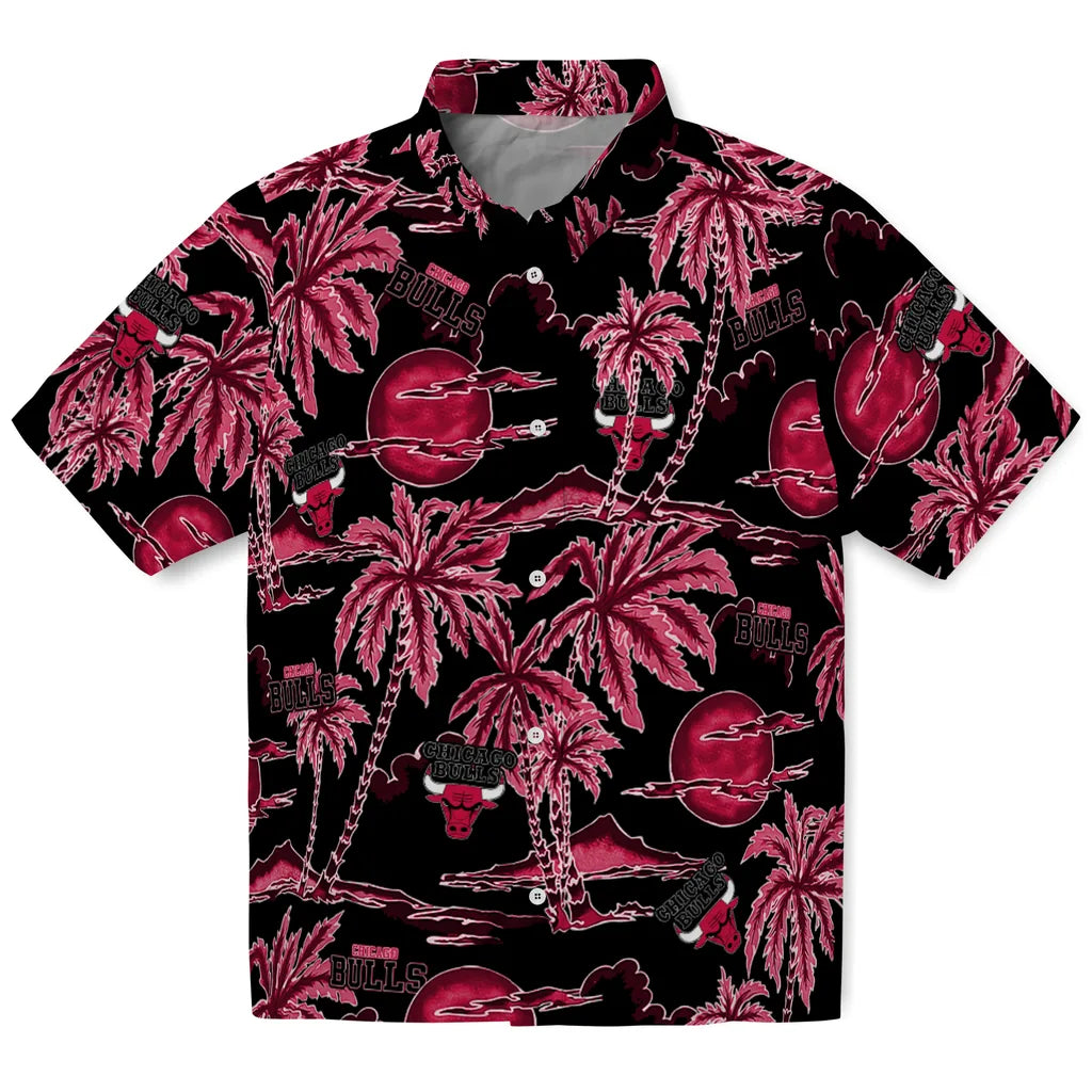 Chicago Bulls Hawaiian Shirt - Palm Sunset | Hula Hawaiian Shirts