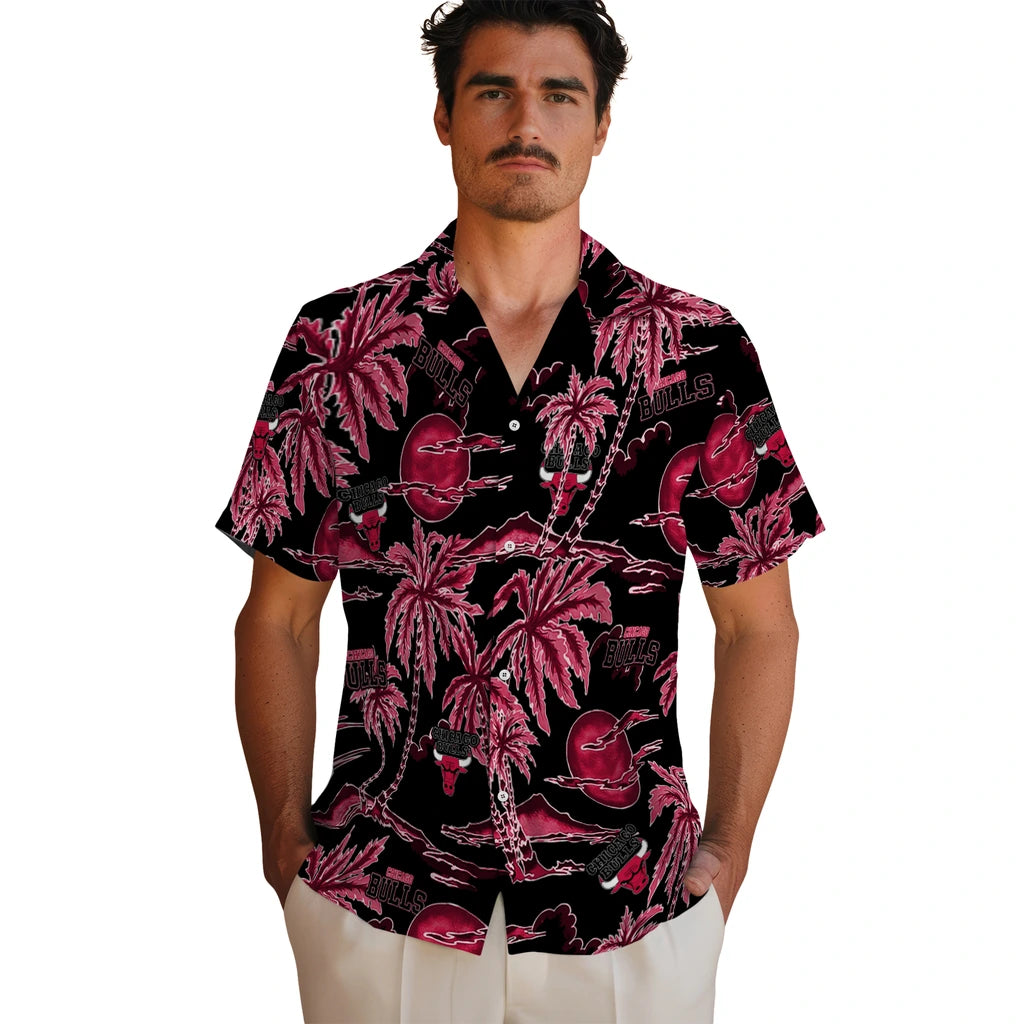 Chicago Bulls Hawaiian Shirt - Palm Sunset | Hula Hawaiian Shirts