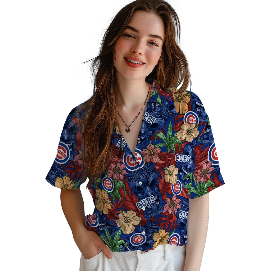 Chicago Cubs Hawaiian Shirt - Hibiscus Tiki Jungle | Hula Hawaiian Shirts