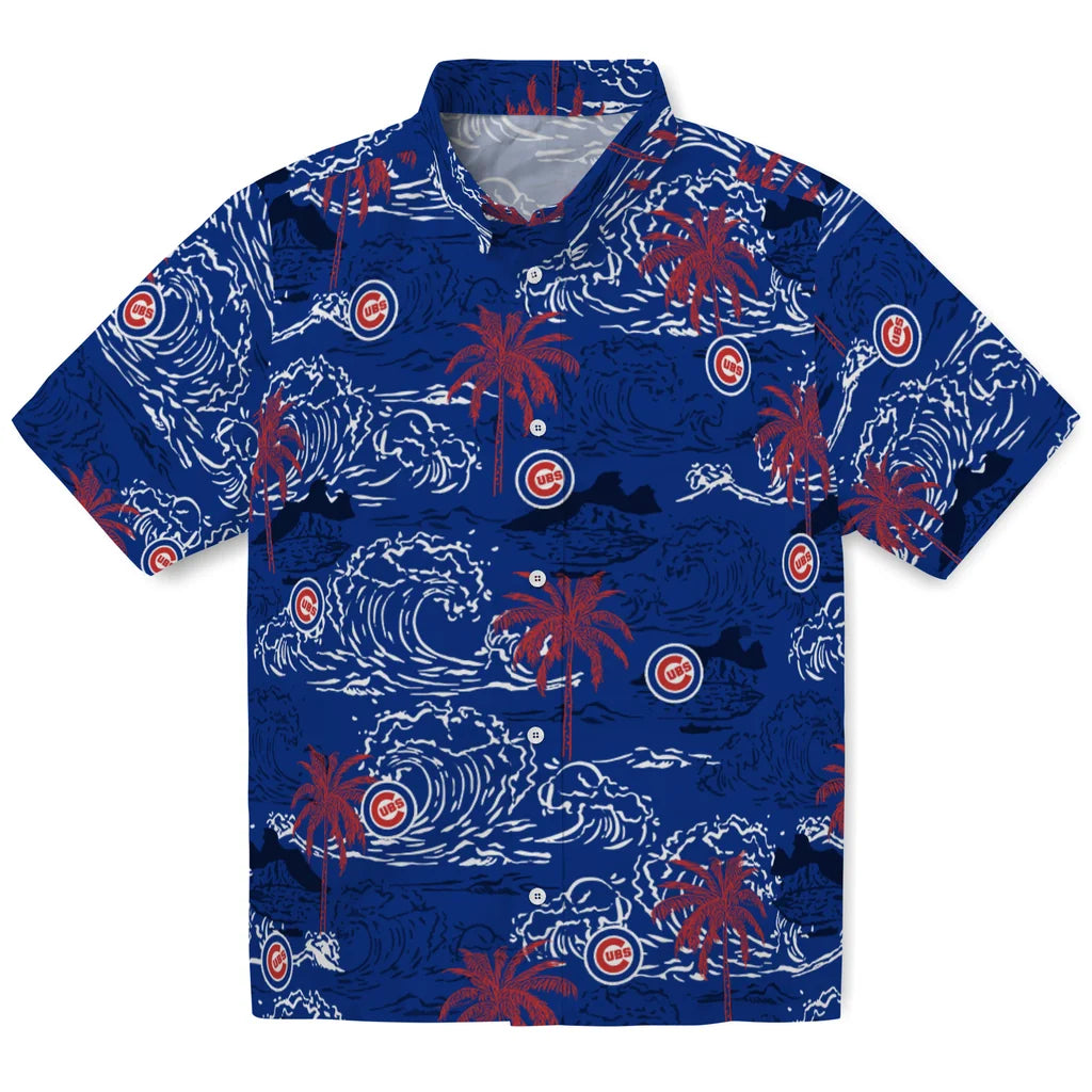 Chicago Cubs Hawaiian Shirt - Wave Palm | Hula Hawaiian Shirts