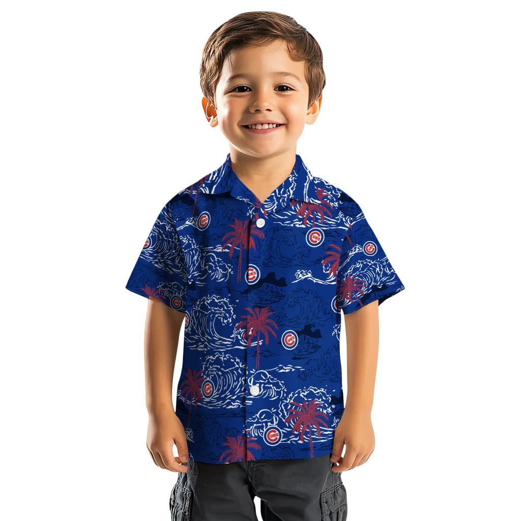 Chicago Cubs Hawaiian Shirt - Wave Palm | Hula Hawaiian Shirts