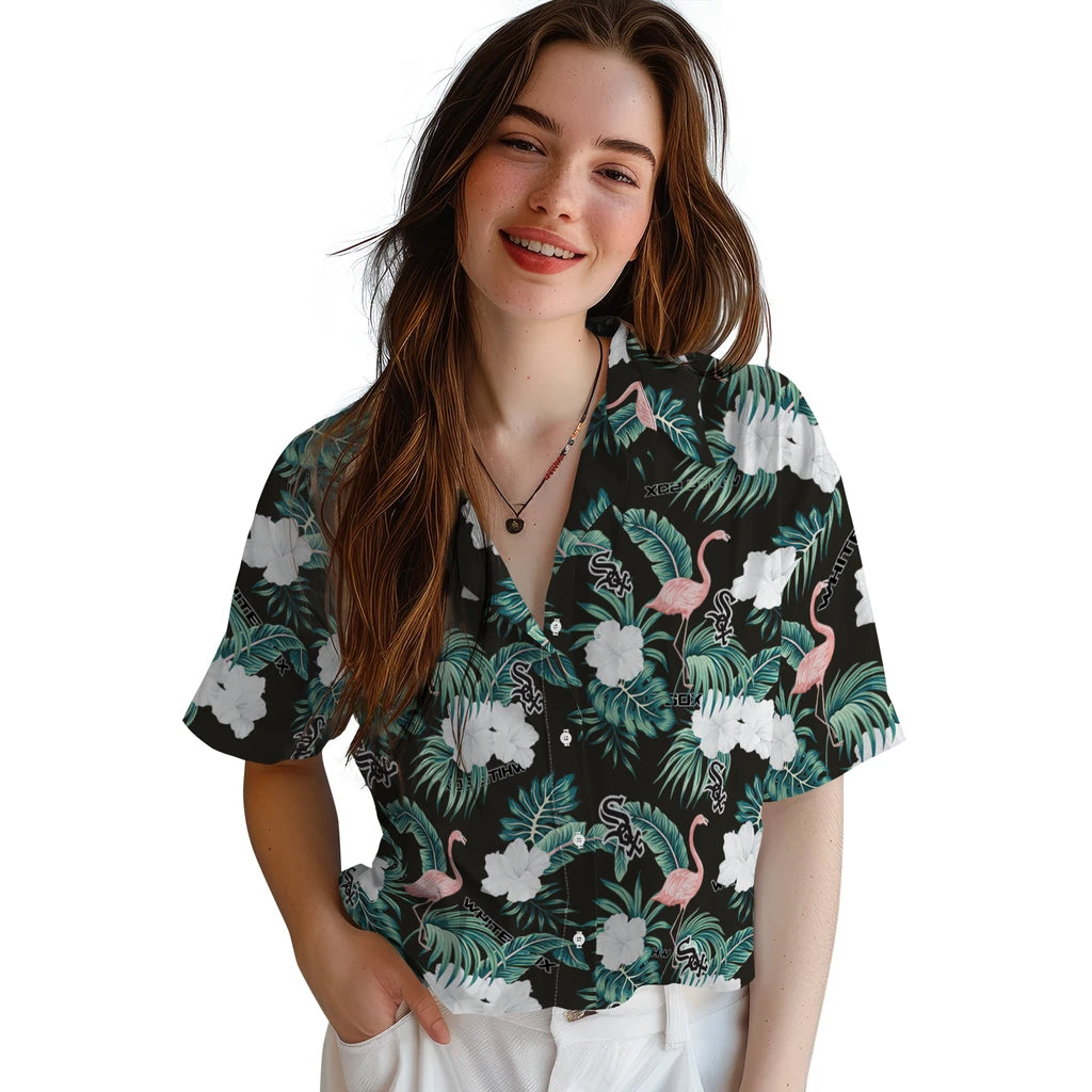 Chicago White Sox Hawaiian Shirt - Flamingo and Hibiscus | Hula Hawaiian Shirts