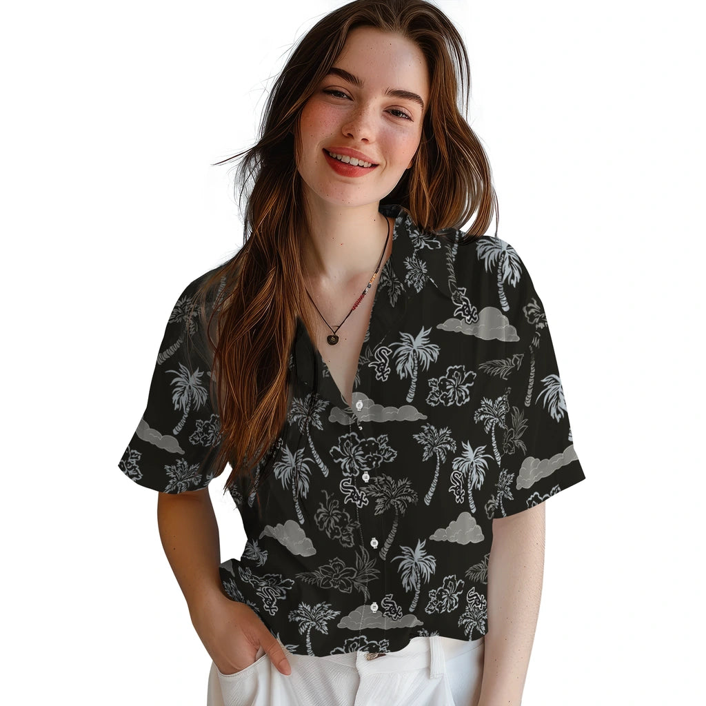 Chicago White Sox Hawaiian Shirt - Palm And Clouds | Hula Hawaiian Shirts