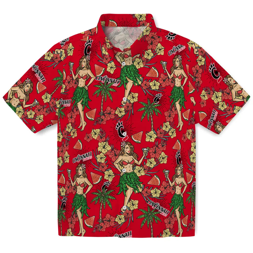 Cincinnati Bearcats Hawaiian Shirt - Hawaiian Girls Design | Hula Hawaiian Shirts