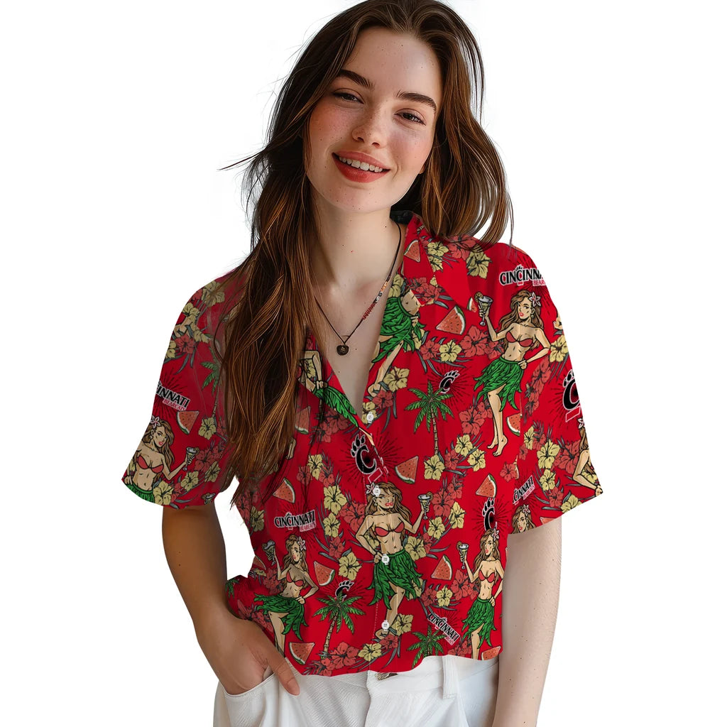 Cincinnati Bearcats Hawaiian Shirt - Hawaiian Girls Design | Hula Hawaiian Shirts