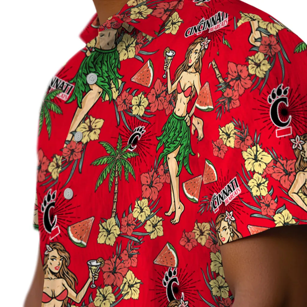 Cincinnati Bearcats Hawaiian Shirt - Hawaiian Girls Design | Hula Hawaiian Shirts