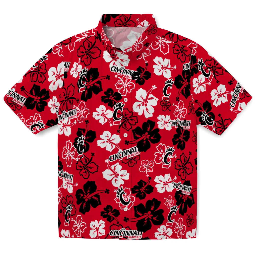 Cincinnati Bearcats Hawaiian Shirt - Hibiscus Flower Design | Hula Hawaiian Shirts