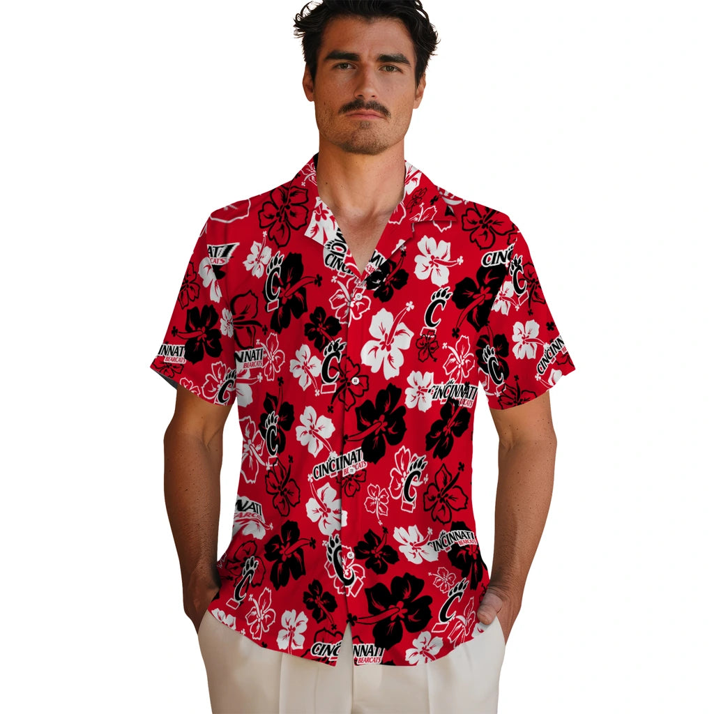 Cincinnati Bearcats Hawaiian Shirt - Hibiscus Flower Design | Hula Hawaiian Shirts