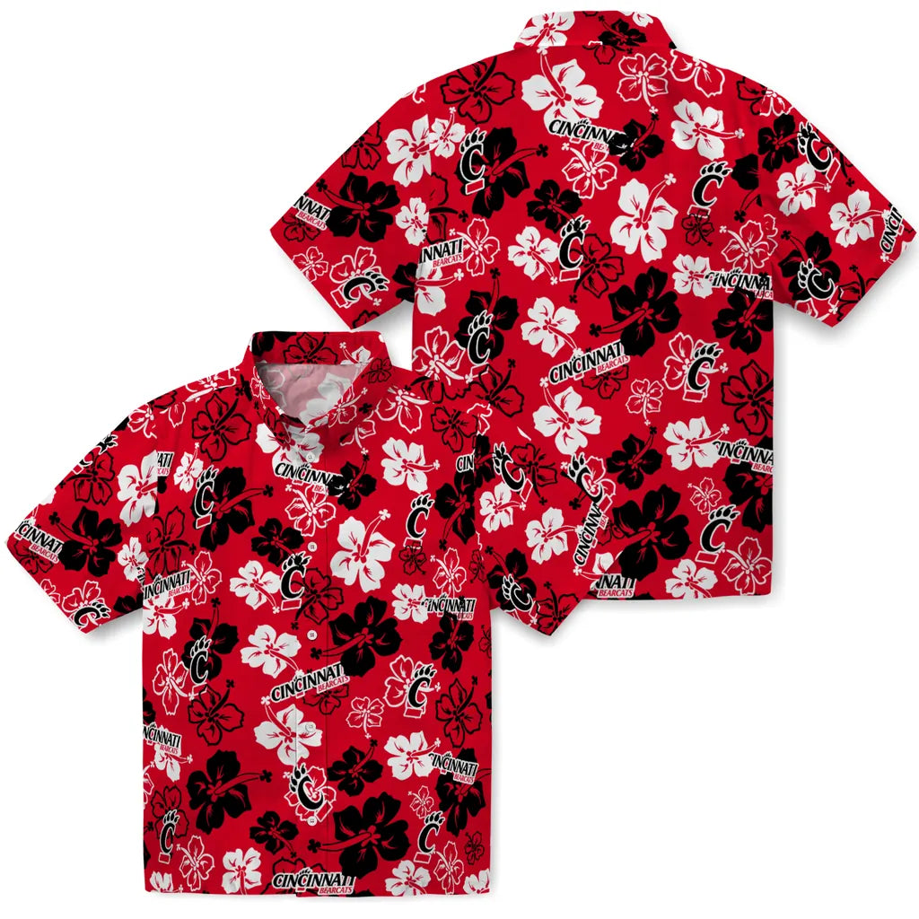 Cincinnati Bearcats Hawaiian Shirt - Hibiscus Flower Design | Hula Hawaiian Shirts