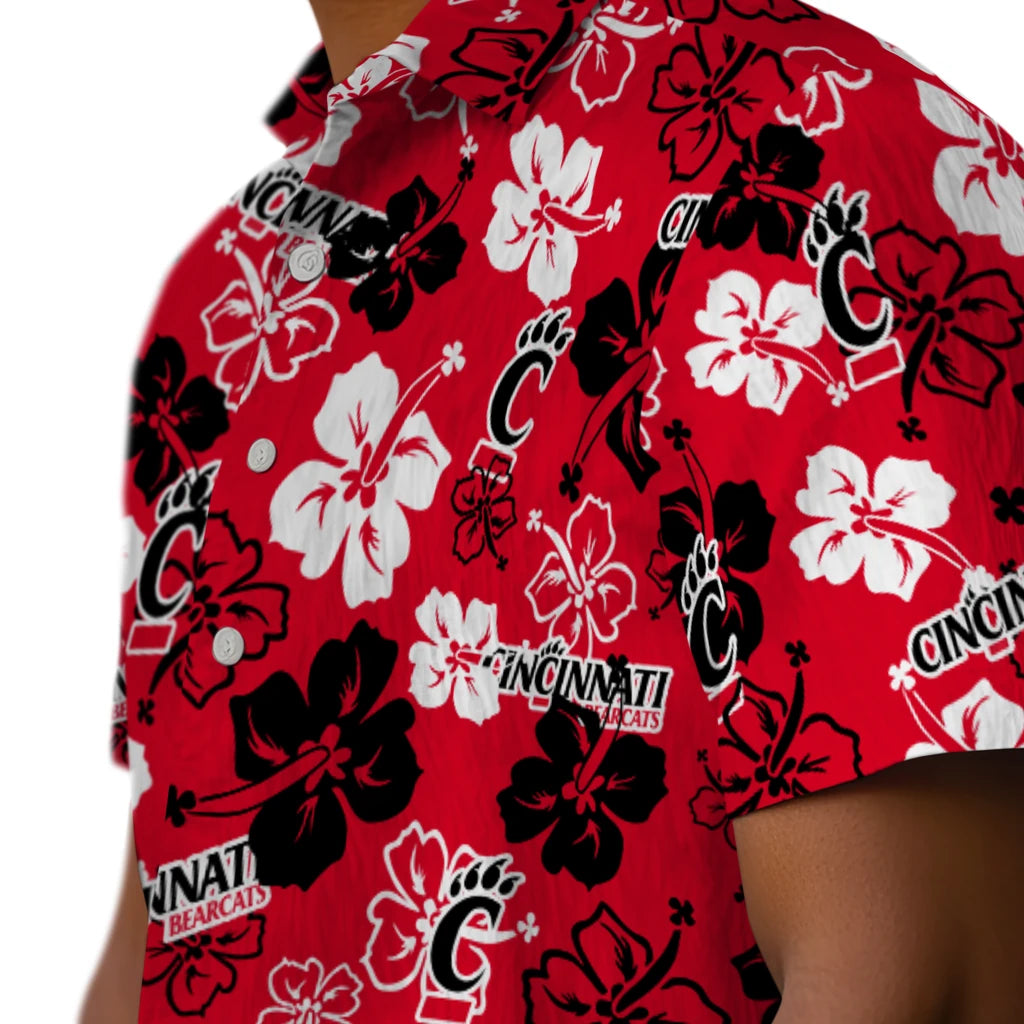 Cincinnati Bearcats Hawaiian Shirt - Hibiscus Flower Design | Hula Hawaiian Shirts