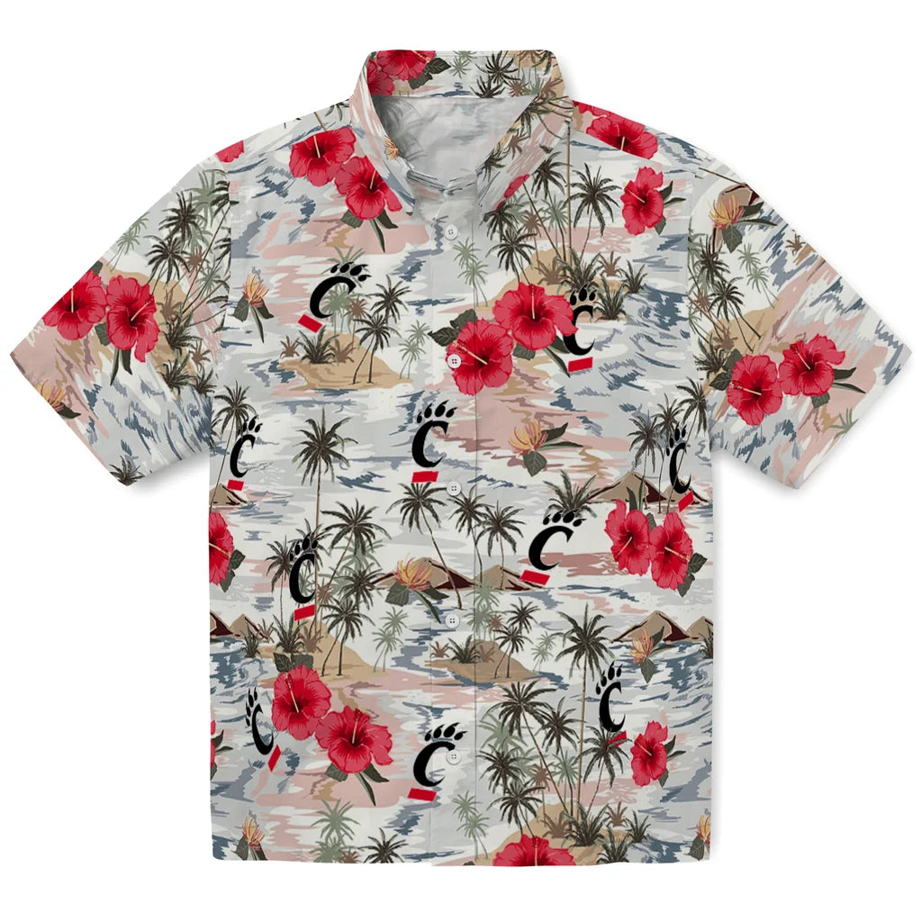 Cincinnati Bearcats Hawaiian Shirt - Hibiscus Seaside | Hula Hawaiian Shirts