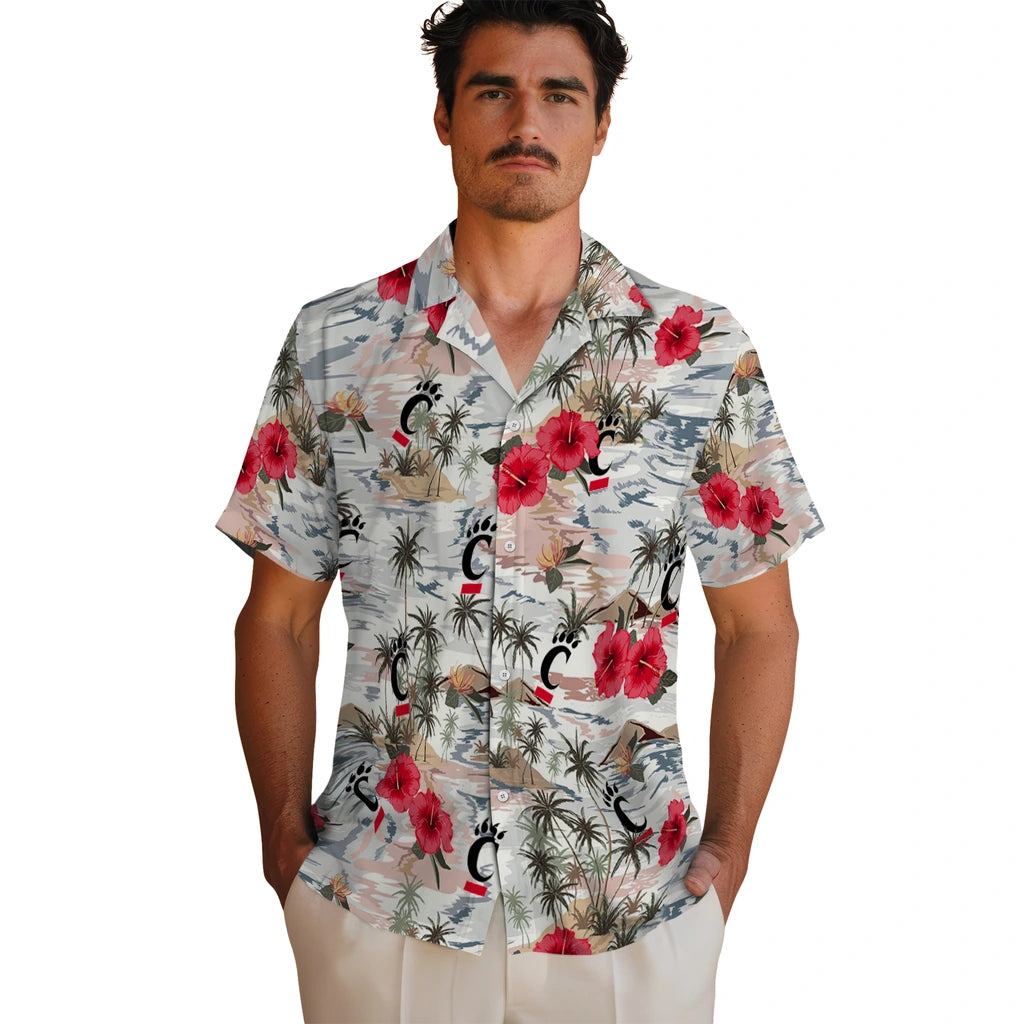 Cincinnati Bearcats Hawaiian Shirt - Hibiscus Seaside | Hula Hawaiian Shirts
