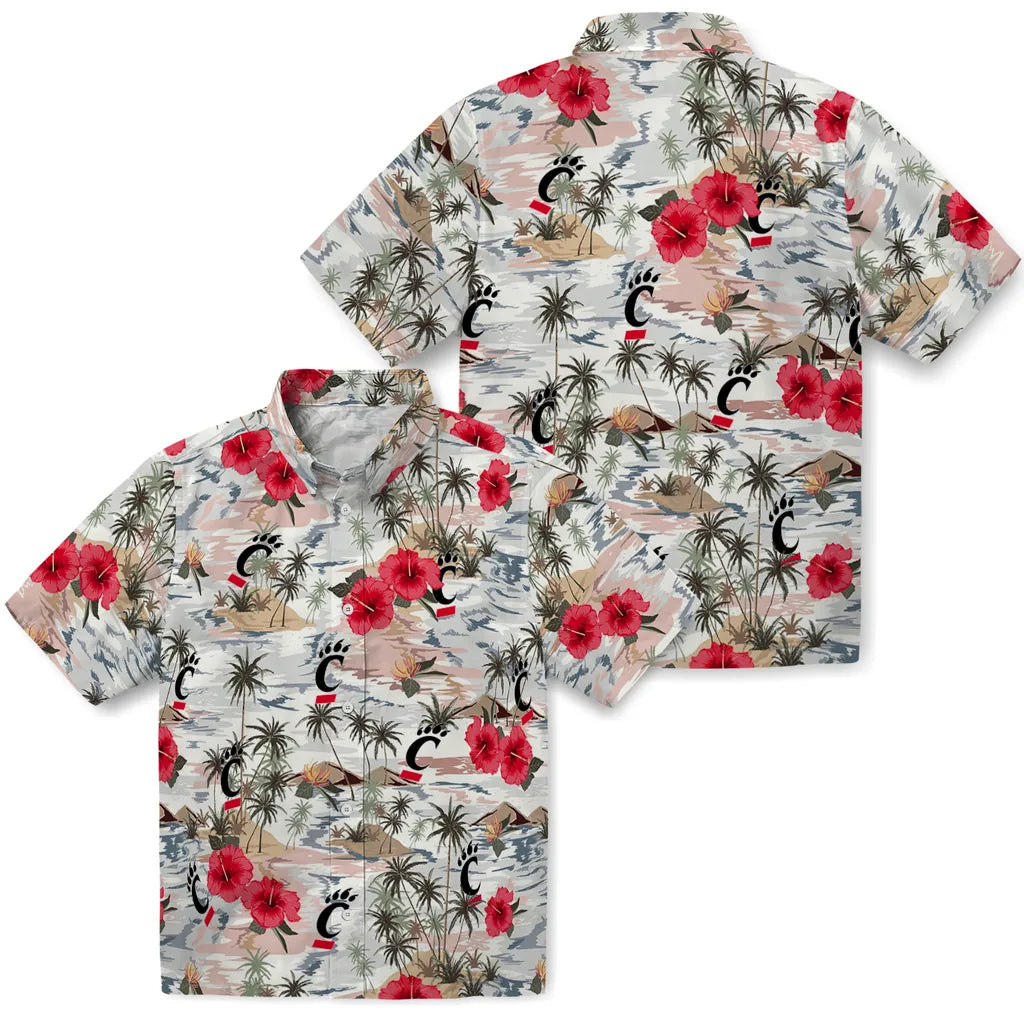 Cincinnati Bearcats Hawaiian Shirt - Hibiscus Seaside | Hula Hawaiian Shirts
