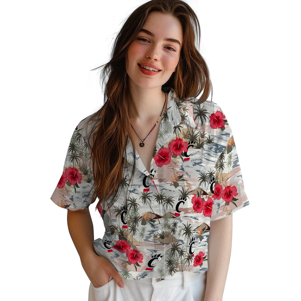 Cincinnati Bearcats Hawaiian Shirt - Hibiscus Seaside | Hula Hawaiian Shirts