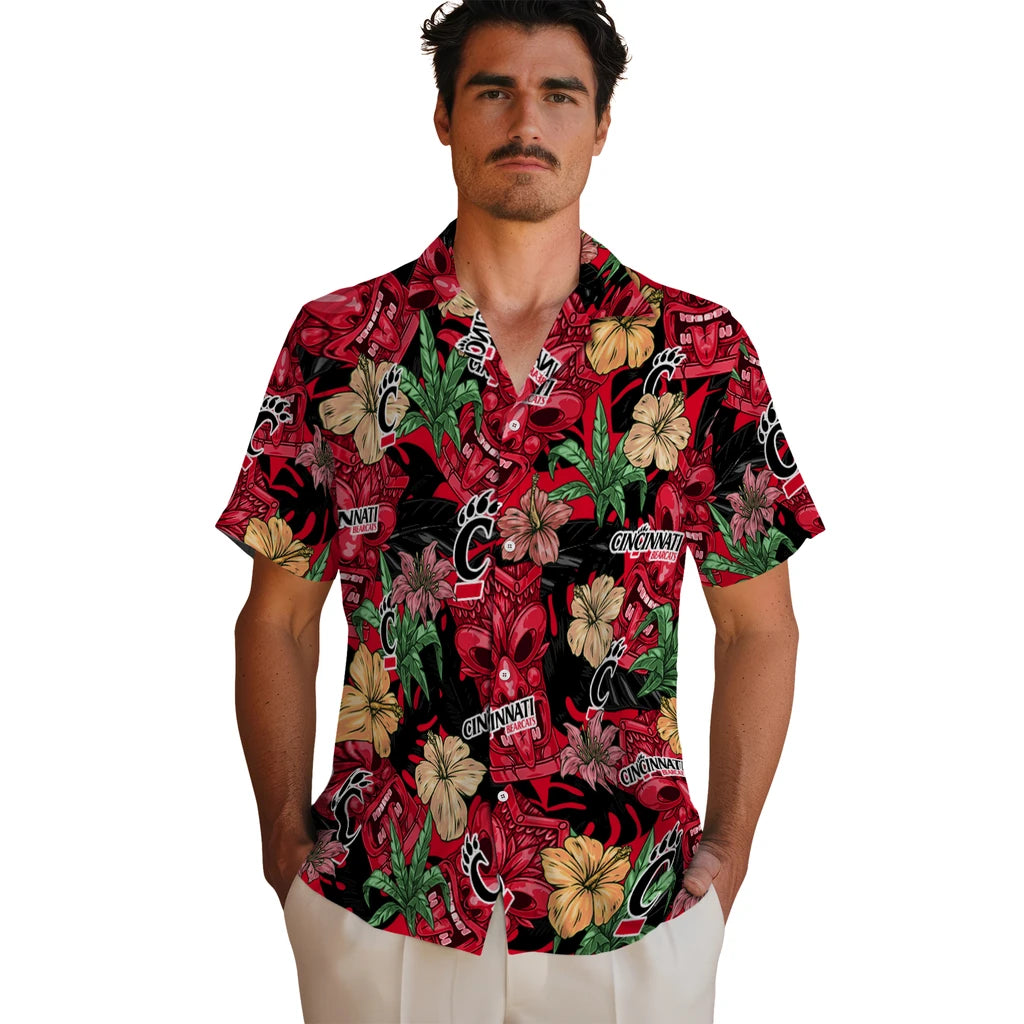 Cincinnati Bearcats Hawaiian Shirt - Hibiscus Tiki Jungle | Hula Hawaiian Shirts