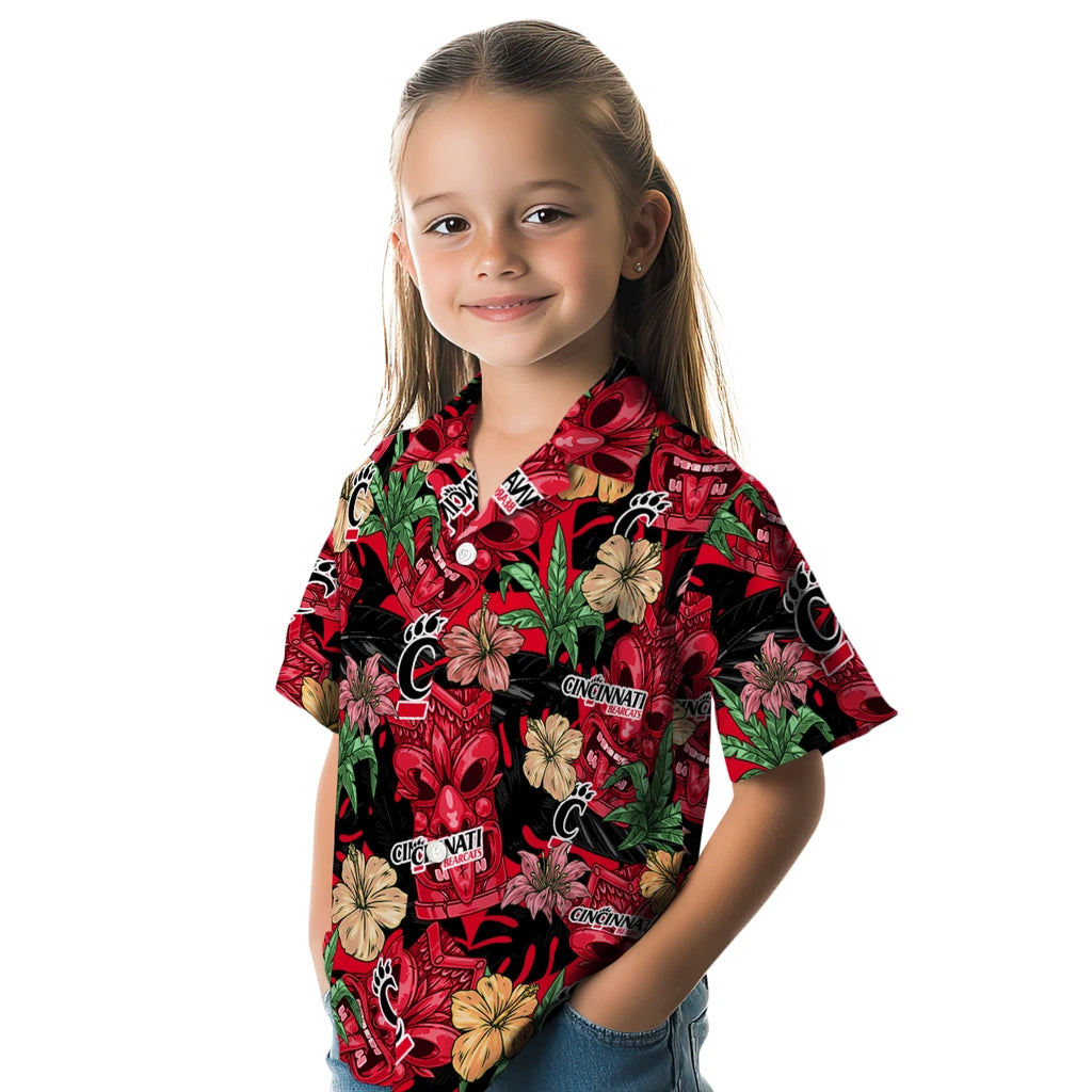Cincinnati Bearcats Hawaiian Shirt - Hibiscus Tiki Jungle | Hula Hawaiian Shirts