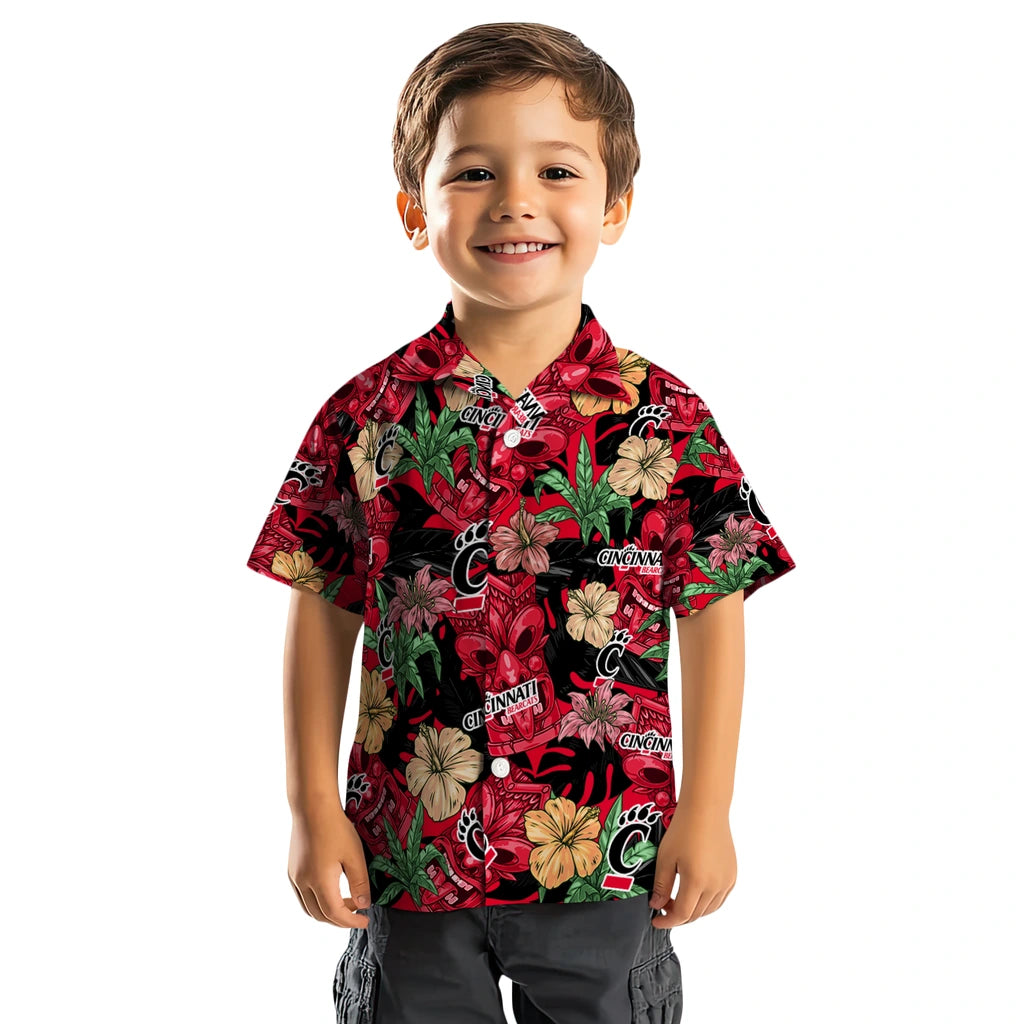 Cincinnati Bearcats Hawaiian Shirt - Hibiscus Tiki Jungle | Hula Hawaiian Shirts
