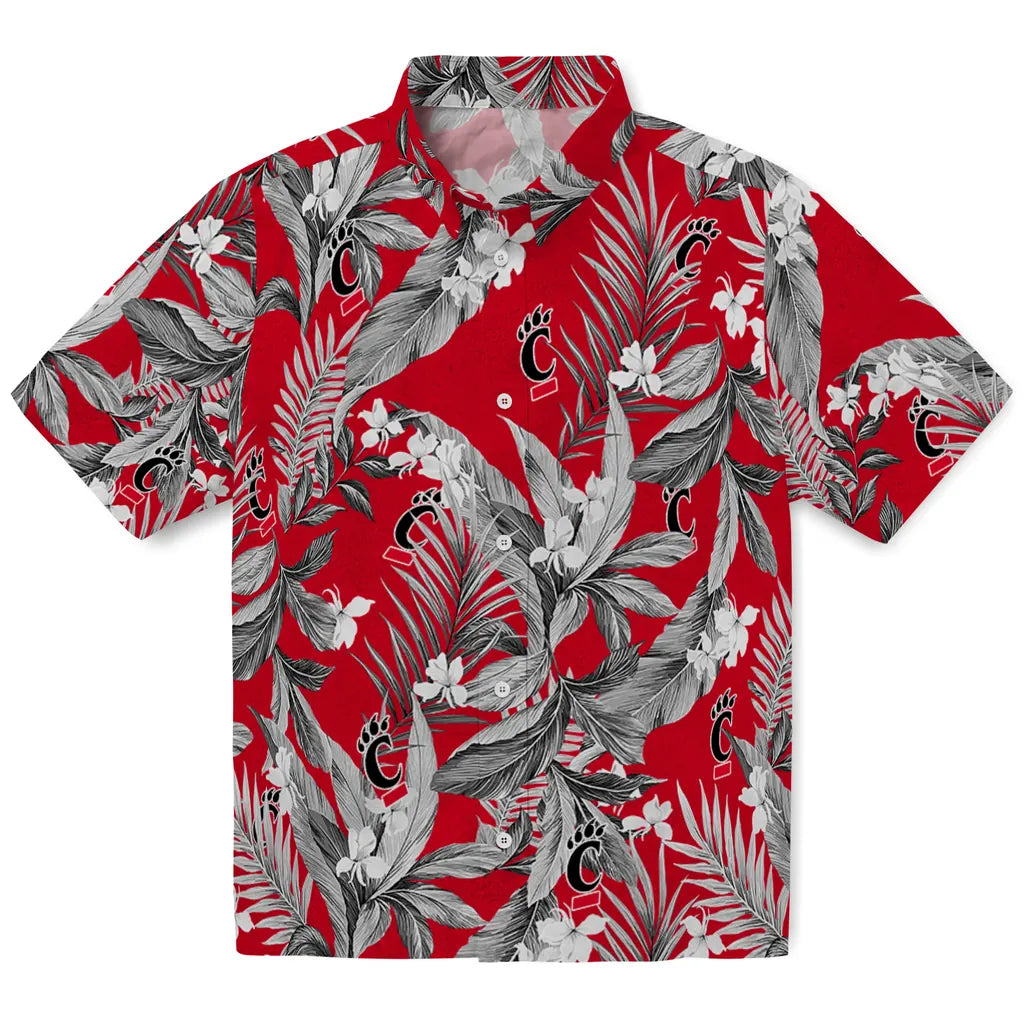 Cincinnati Bearcats Hawaiian Shirt - Palm Leaves | Hula Hawaiian Shirts