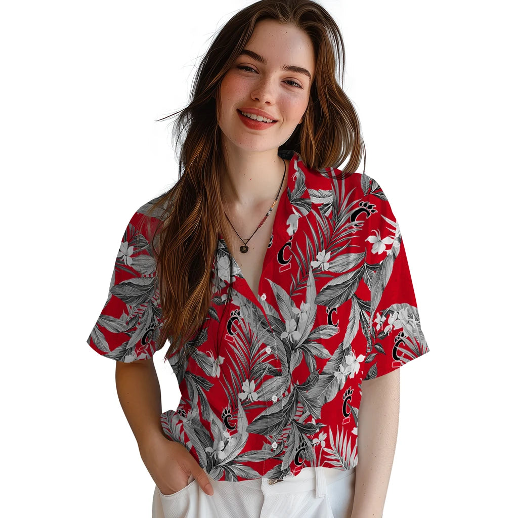 Cincinnati Bearcats Hawaiian Shirt - Palm Leaves | Hula Hawaiian Shirts