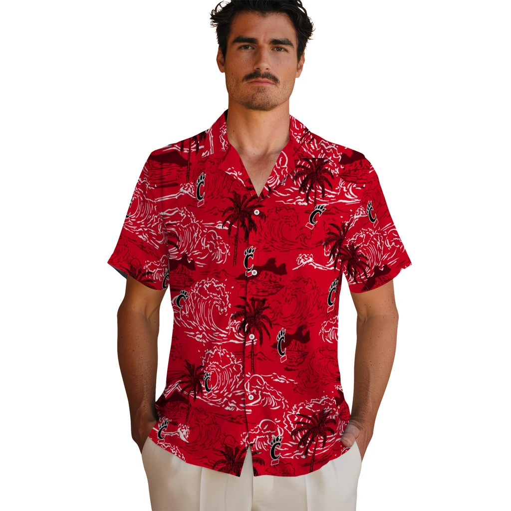 Cincinnati Bearcats Hawaiian Shirt - Wave Palm | Hula Hawaiian Shirts