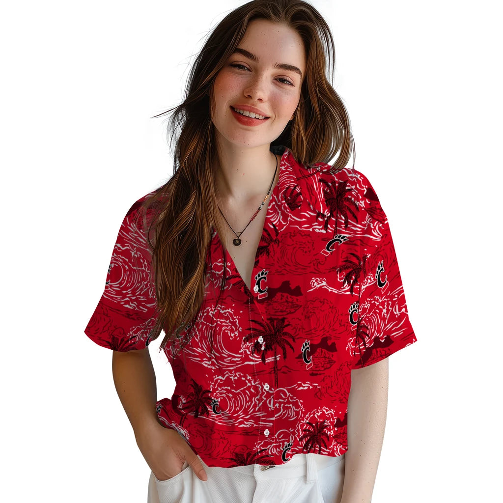 Cincinnati Bearcats Hawaiian Shirt - Wave Palm | Hula Hawaiian Shirts
