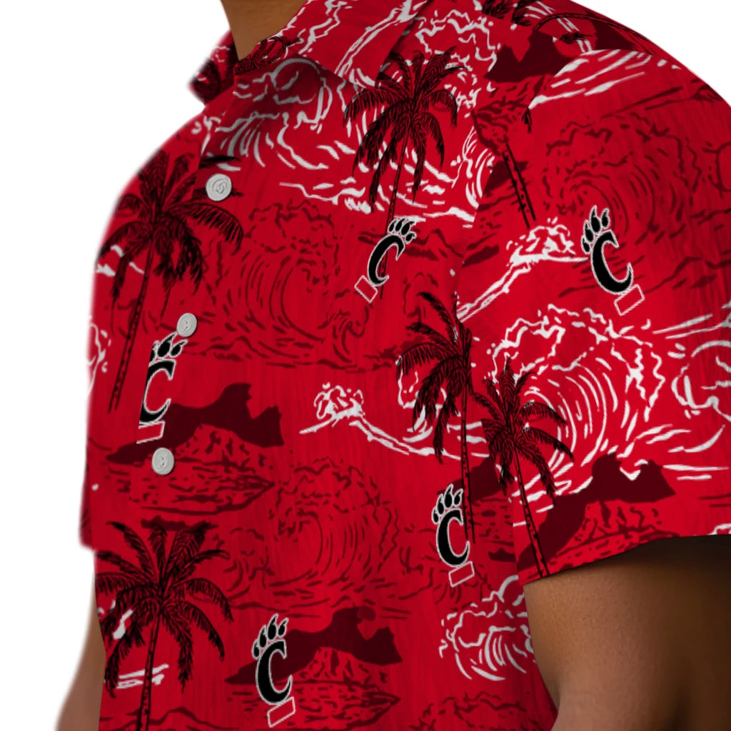 Cincinnati Bearcats Hawaiian Shirt - Wave Palm | Hula Hawaiian Shirts