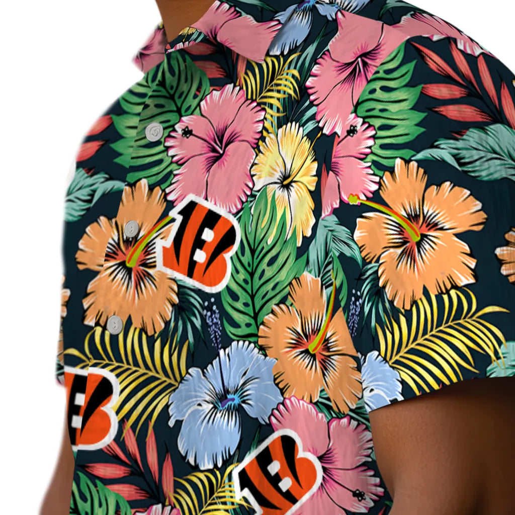 Cincinnati Bengals Hawaiian Shirt - Brilliant Hibiscus Garden | Hula Hawaiian Shirts