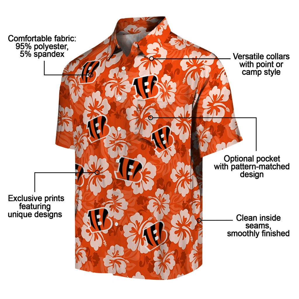 Cincinnati Bengals Hawaiian Shirt - Hibiscus Cluster | Hula Hawaiian Shirts