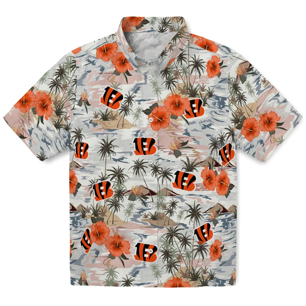 Cincinnati Bengals Hawaiian Shirt - Hibiscus Seaside | Hula Hawaiian Shirts