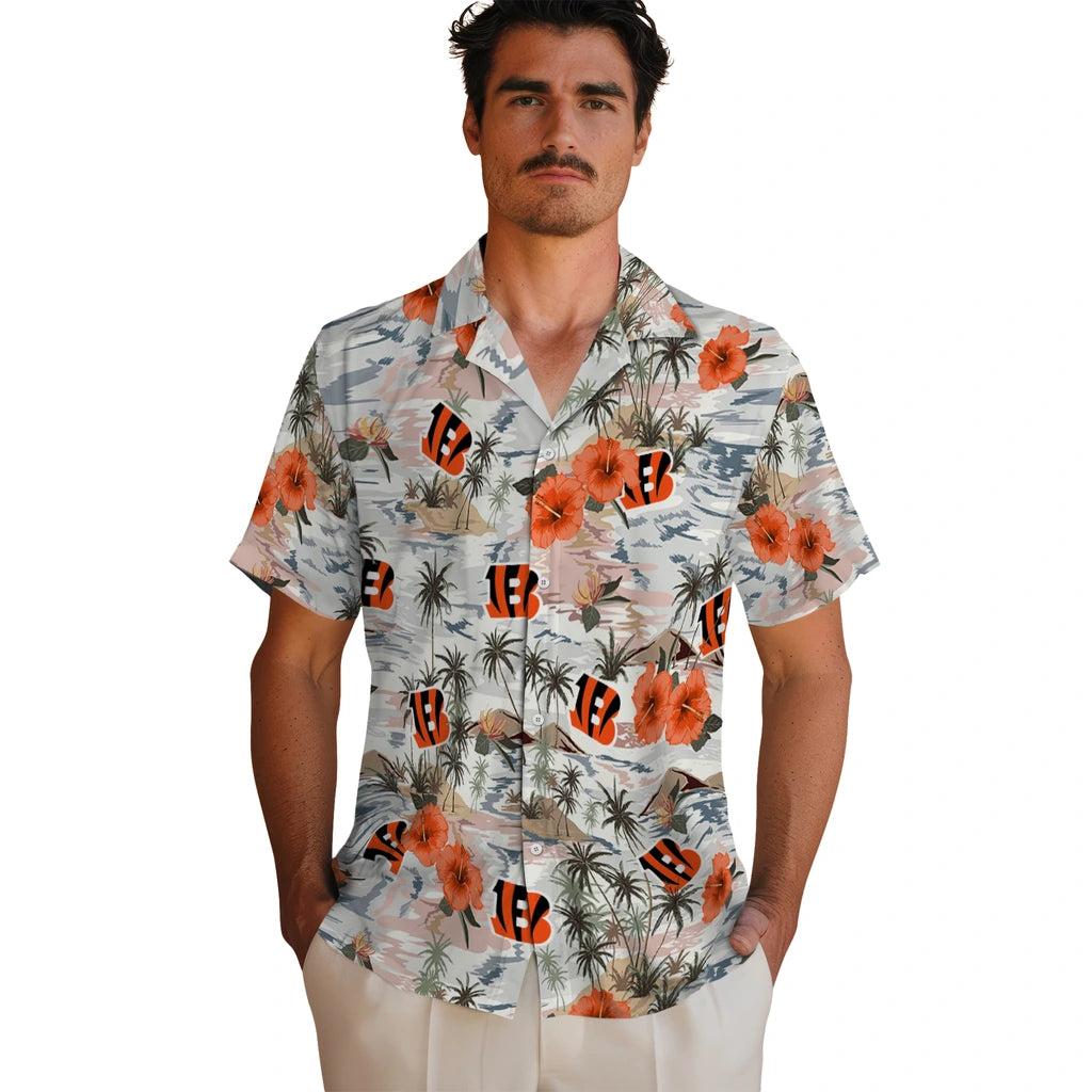 Cincinnati Bengals Hawaiian Shirt - Hibiscus Seaside | Hula Hawaiian Shirts