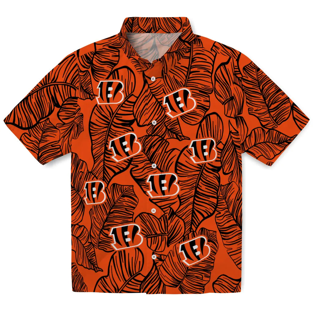 Cincinnati Bengals Hawaiian Shirt - Leaf Outline | Hula Hawaiian Shirts