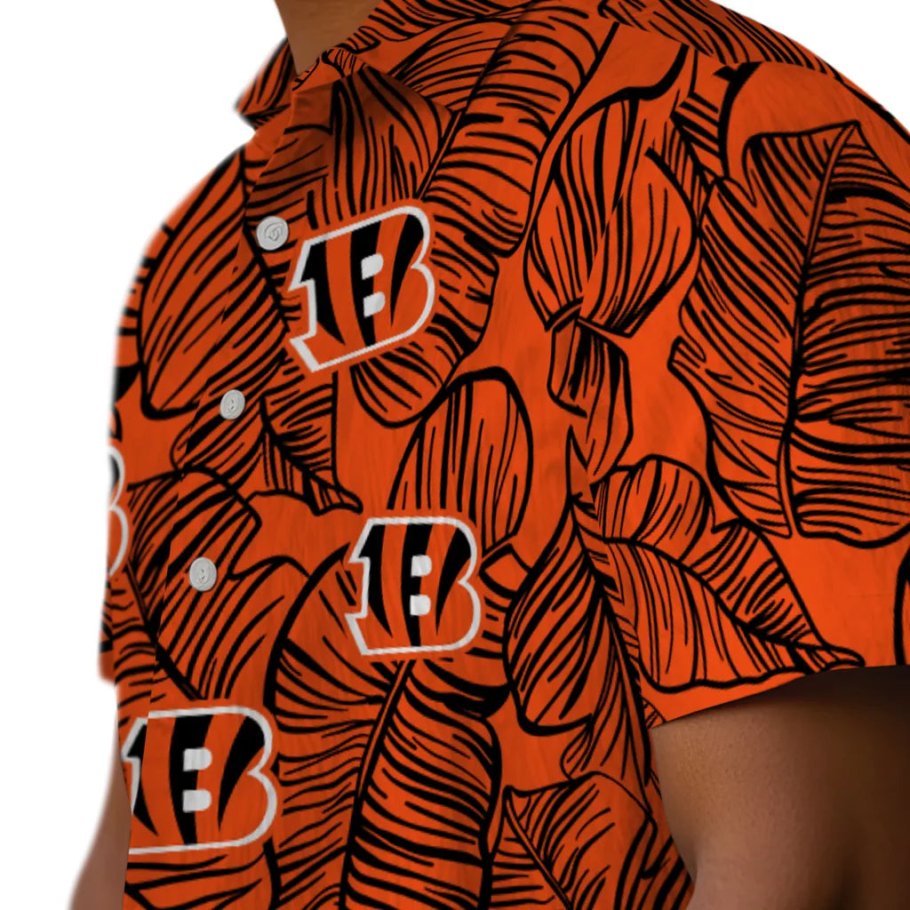 Cincinnati Bengals Hawaiian Shirt - Leaf Outline | Hula Hawaiian Shirts