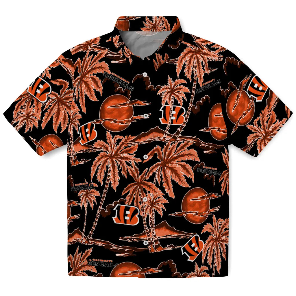 Cincinnati Bengals Hawaiian Shirt - Palm Sunset | Hula Hawaiian Shirts