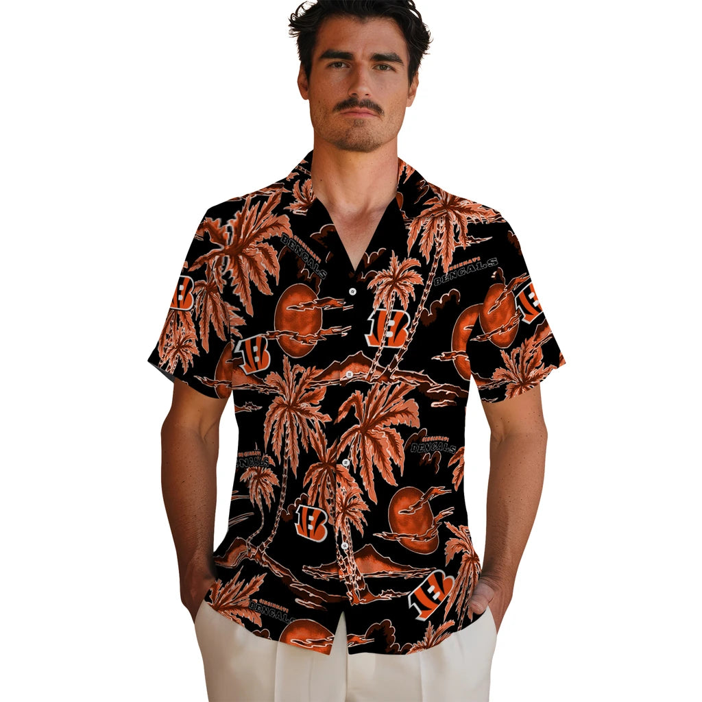 Cincinnati Bengals Hawaiian Shirt - Palm Sunset | Hula Hawaiian Shirts