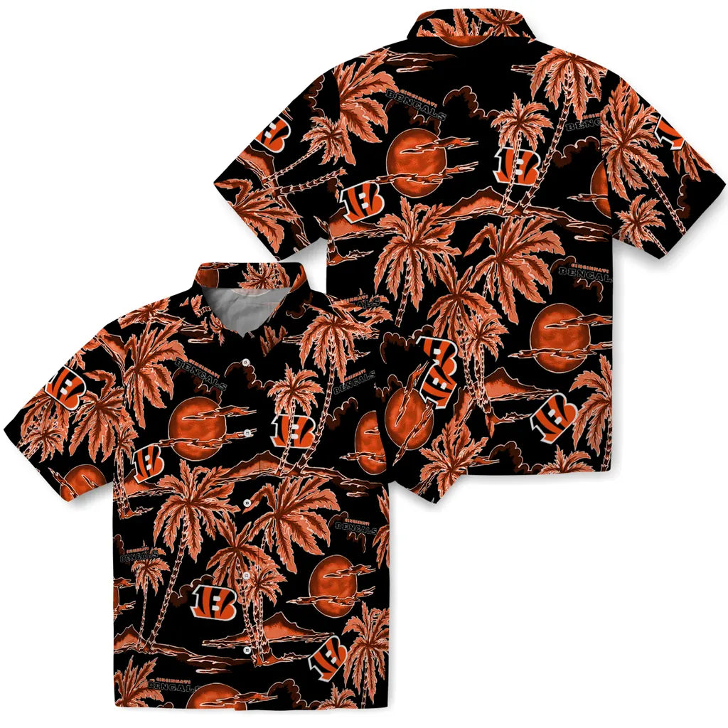 Cincinnati Bengals Hawaiian Shirt - Palm Sunset | Hula Hawaiian Shirts